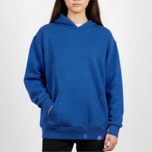 Vtg 90s Fruit of the Loom Striped Hoodie Small Blue Distressed Bleach No String